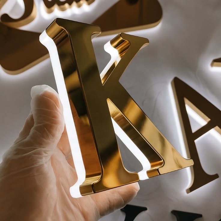 تفاصيل دقة التصنيع - حرف 3D إستانلس مذهب